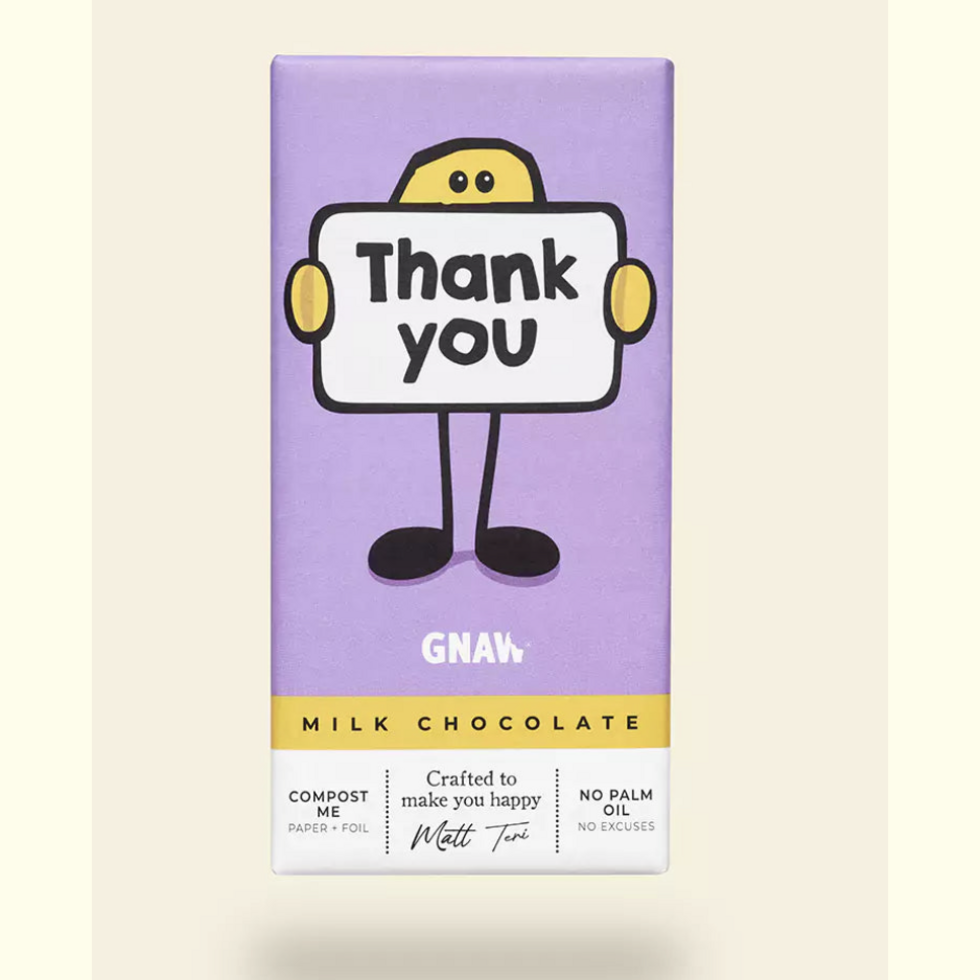 Gnaw Milk 'Thank You' Chocolate Bar - 80g