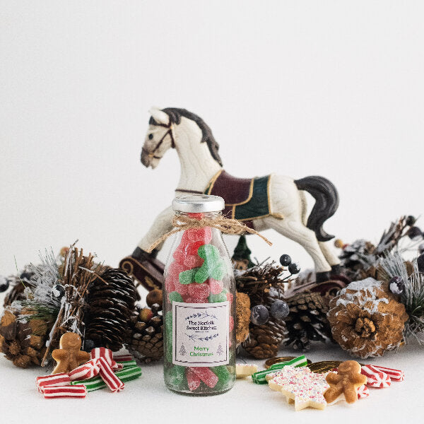 Norfolk Jar Kitchen - Christmas sweet bottle - Green & Red Fizzy Canes