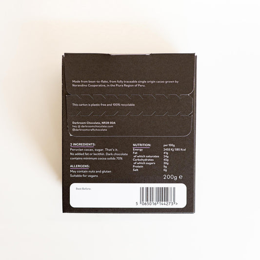 Darkroom - 70% Peru Drinking Chocolate Flakes 200g
