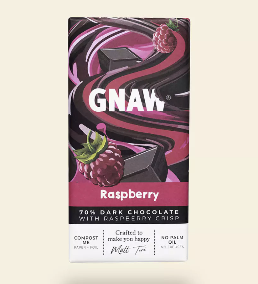 Gnaw 70% Dark Chocolate Raspberry Bar