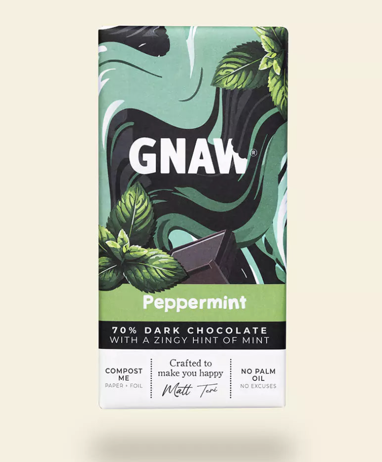 Gnaw 70% Dark Mint Chocolate Bar (Vegan)