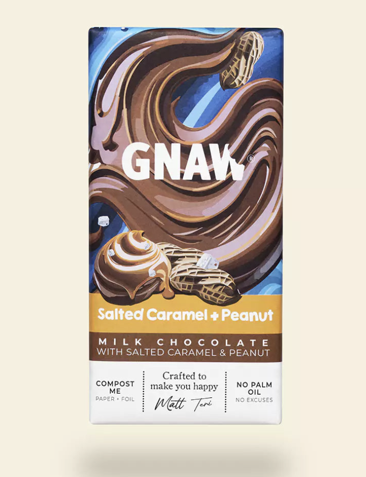 Gnaw Milk Chocolate Salted Caramel and Peanut Bar