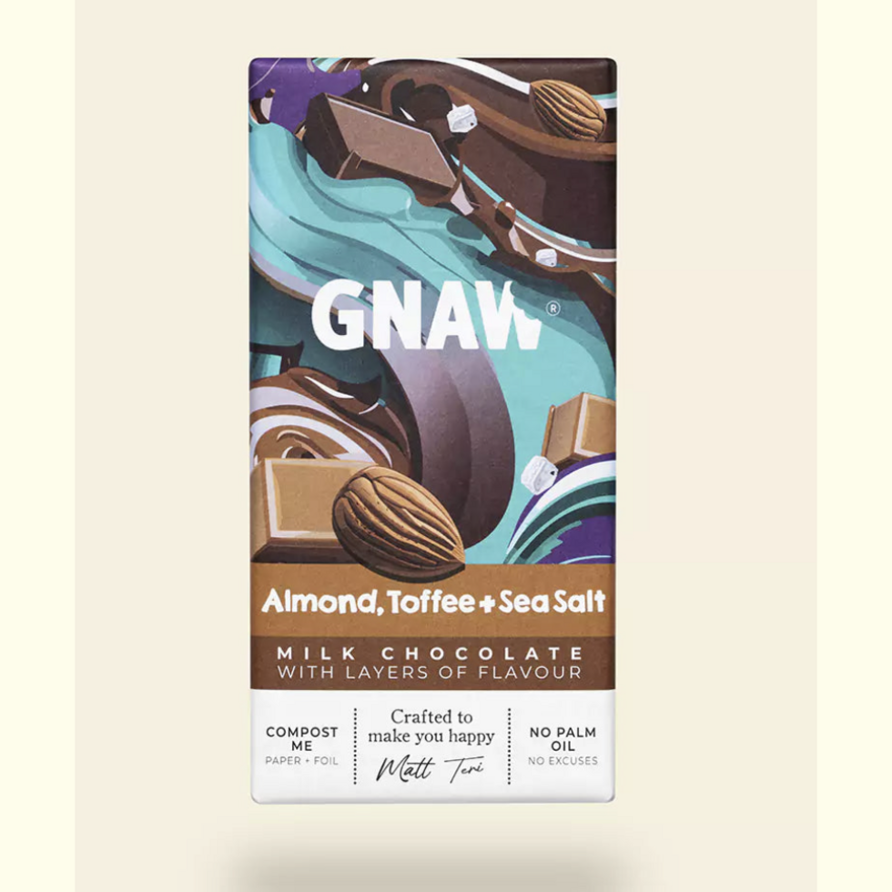 Gnaw Milk Chocolate Almond, Toffee & Sea Salt Bar