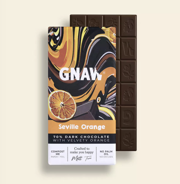 Gnaw 70% Dark Seville Orange Choc Bar