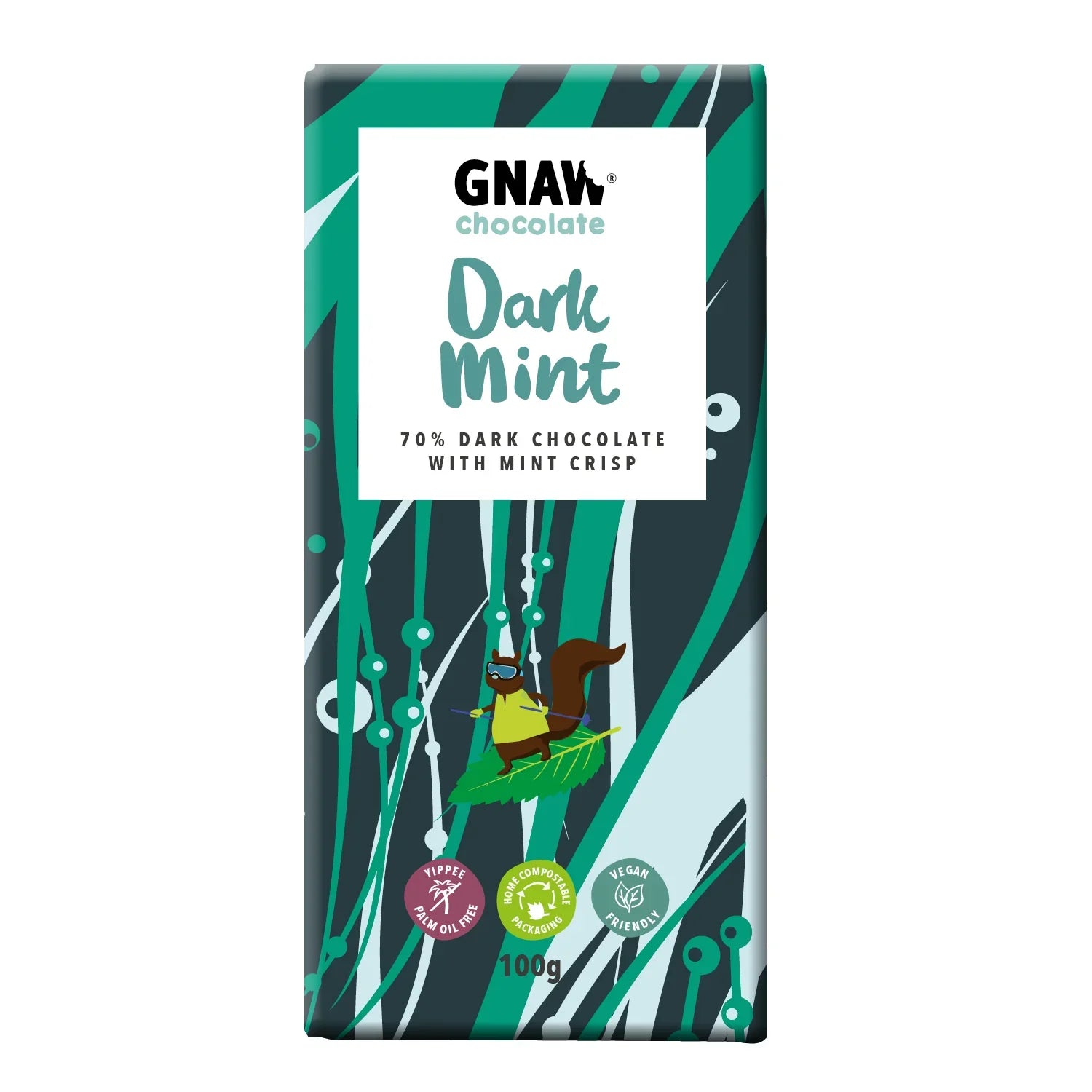 Gnaw 70% Dark Mint Chocolate Bar (Vegan) - 100g