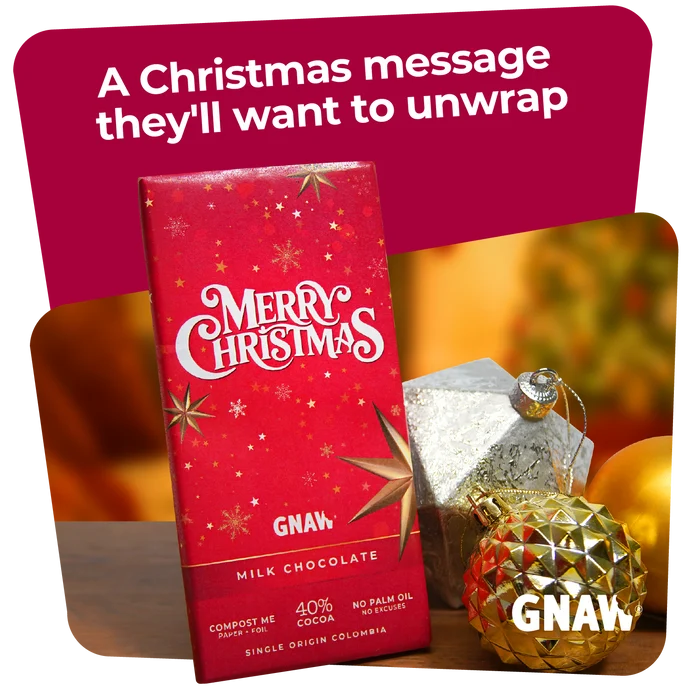 GNAW - Merry Christmas Milk Chocolate Bar - 80g