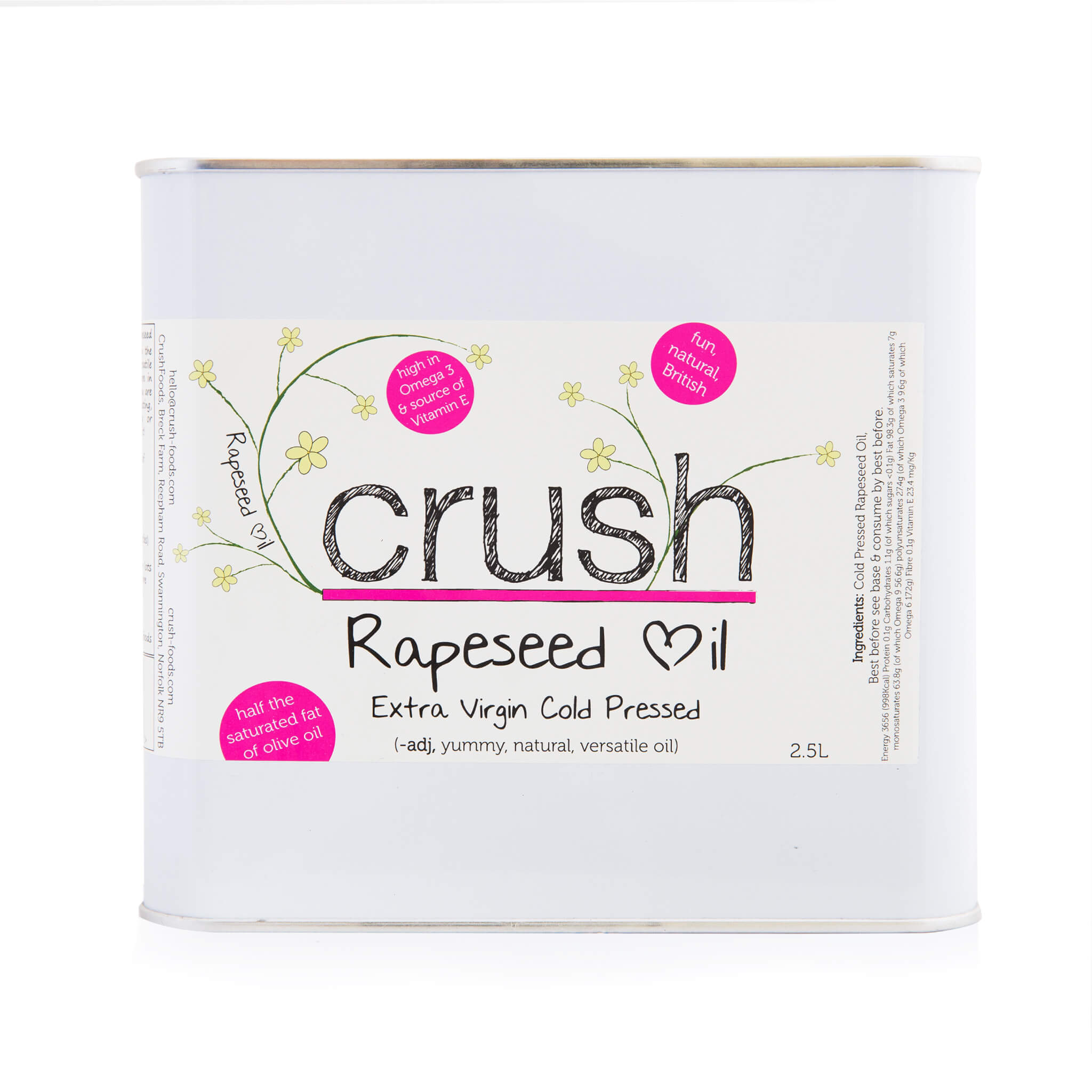 2 x Crush Cold Pressed Rapeseed Oil 2.5 Litre Tins SPECIAL OFFER