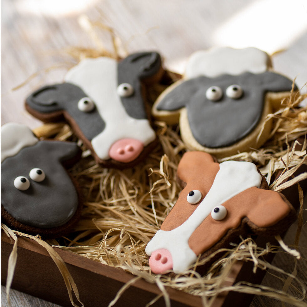 Hand Decorated Biscuits - Cow & Sheep Shaped