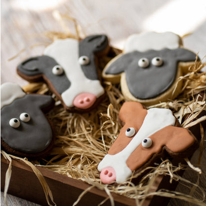 Hand Decorated Biscuits - Cow & Sheep Shaped