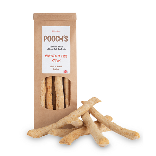 Pooch's Chicken & Rice Stix – Gluten Free Option