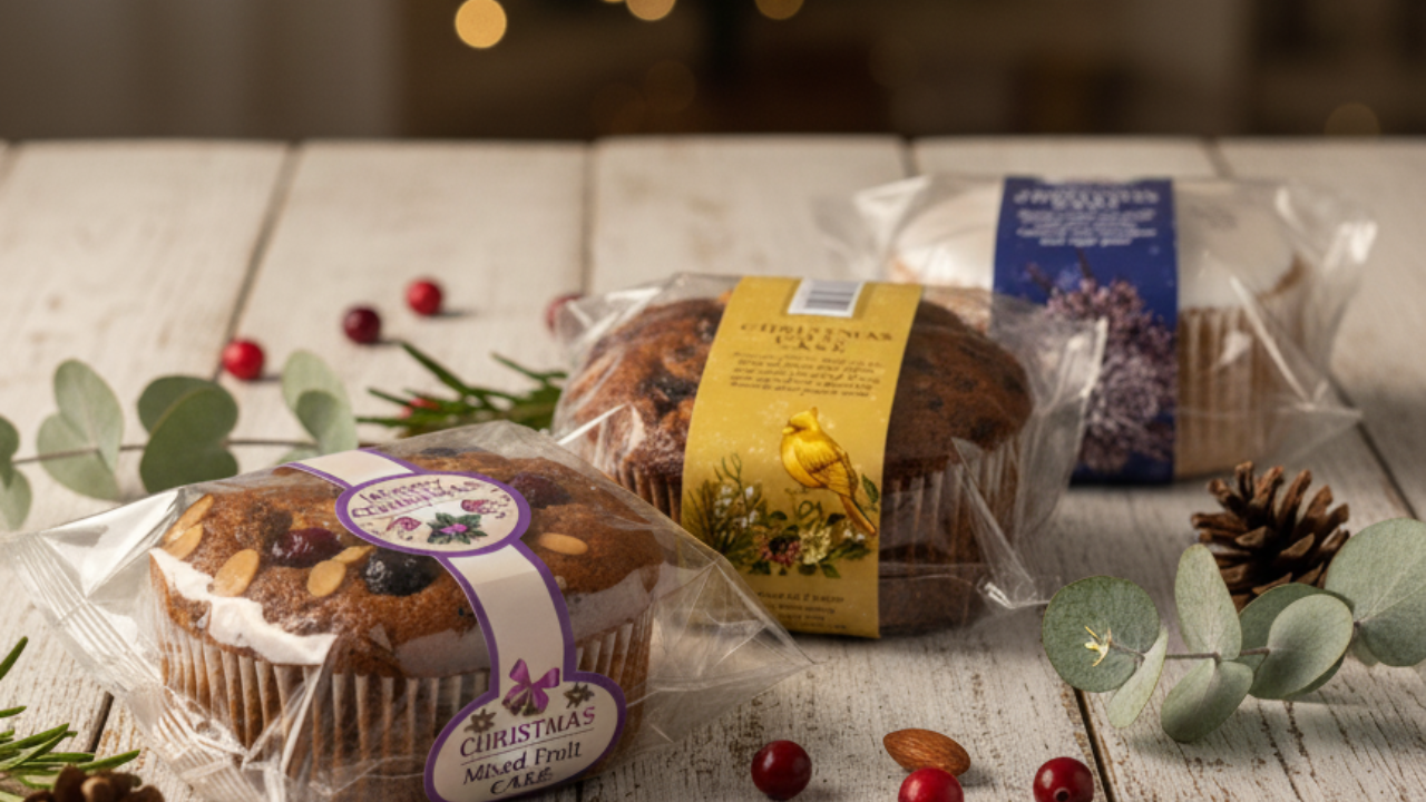 Xmas cakes on a festive table 