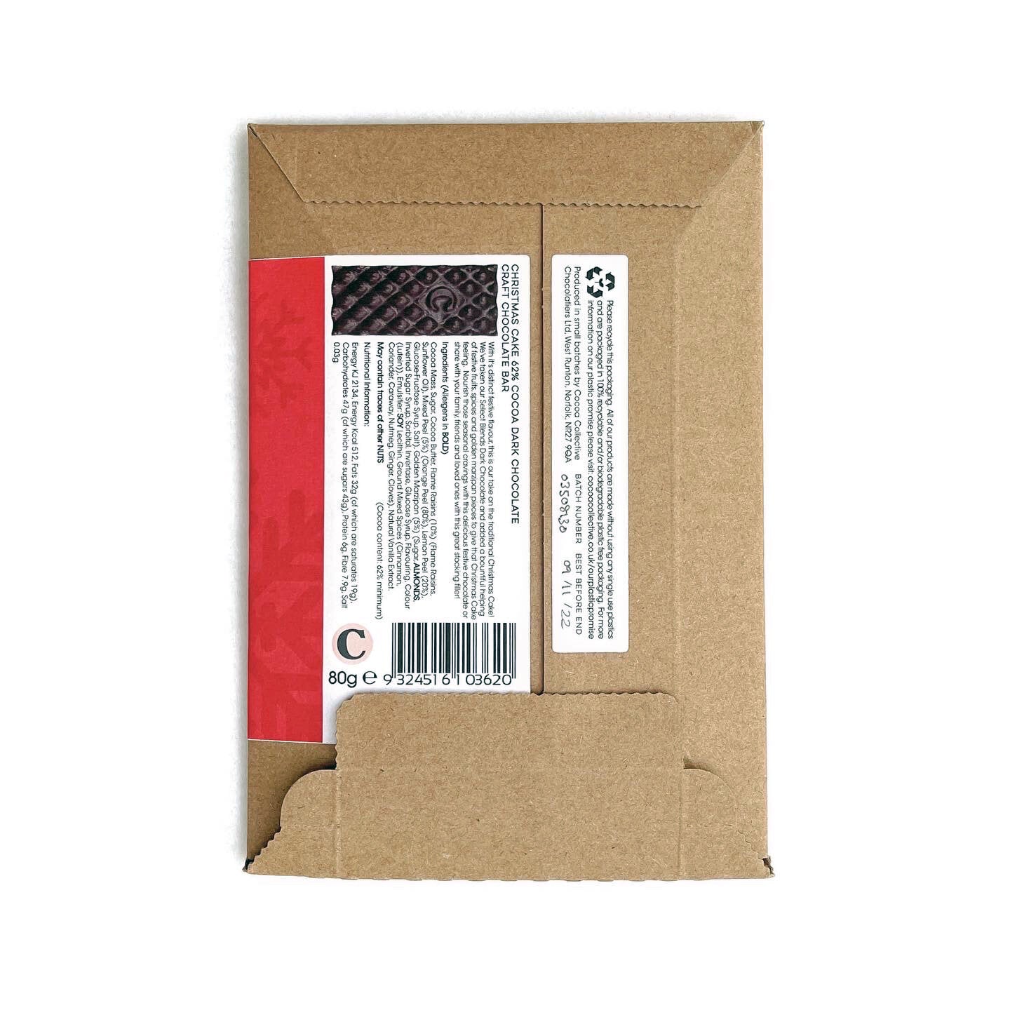 CHRISTMAS CAKE | 62% COCOA - DARK CHOC BAR (SEASONAL)