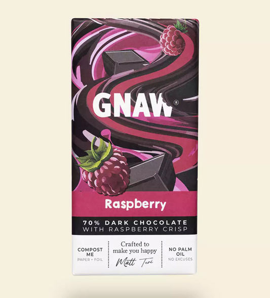 Gnaw 70% Dark Chocolate Raspberry Bar