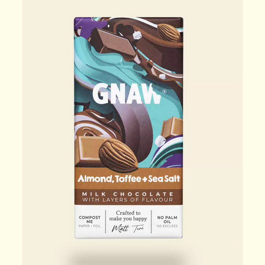 Gnaw Milk Chocolate Almond, Toffee & Sea Salt Bar