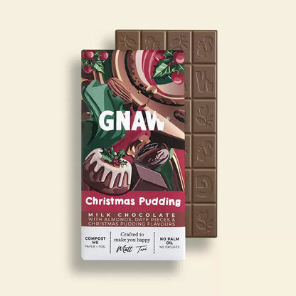 GNAW - Christmas Pudding Milk Chocolate Bar - 80g