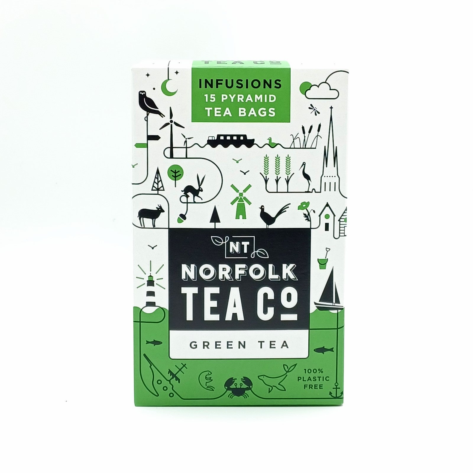 Norfolk Tea Co. - Green Tea (15 Biodegradable Pyramids)