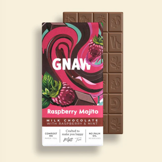 Gnaw - Raspberry Mojito - Milk Choc Bar - 80g