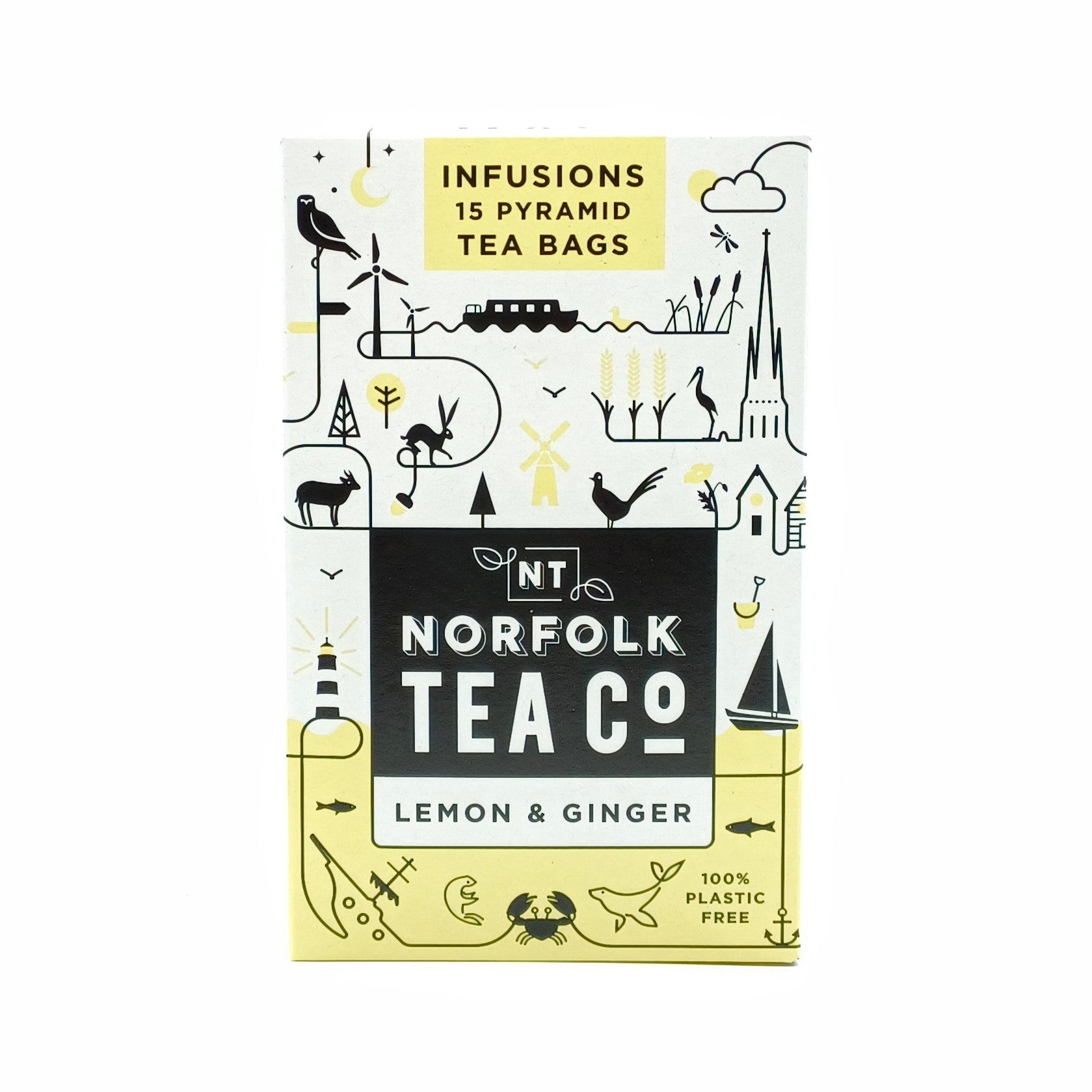 Norfolk Tea Co. - Lemon & Ginger Tea (15 Biodegradable Pyramids)