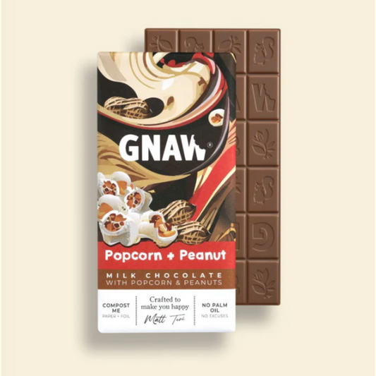 Gnaw Popcorn & Peanut - Milk Choc Bar 80g