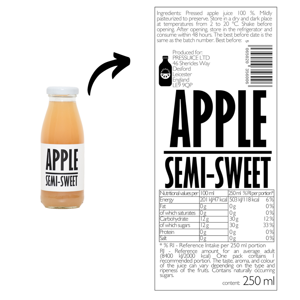 Pressuice - Apple Juice (Semi-sweet) 250ml