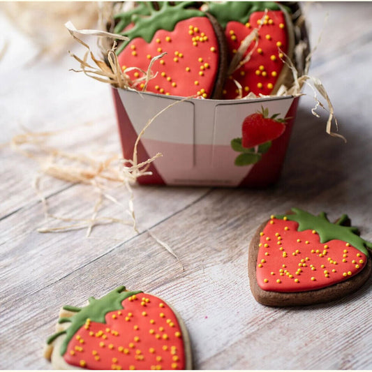 Hand Decorated Biscuits - Strawberry Shape