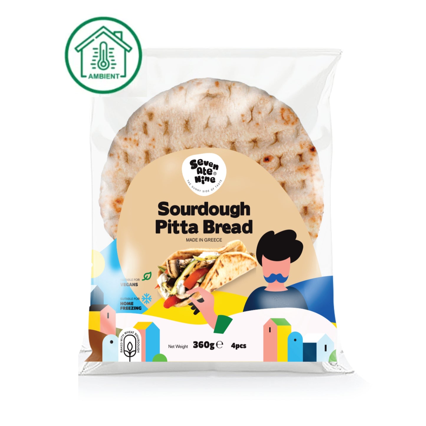 Seven Ate Nine Sourdough Pitta Bread (4 pack)