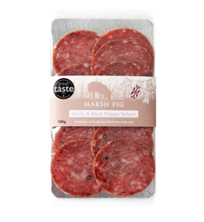 Marsh Pig Salami [Sliced] Garlic & Black Pepper | 70g