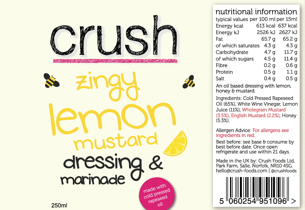 Zingy Lemon & Mustard Dressing - 250ml